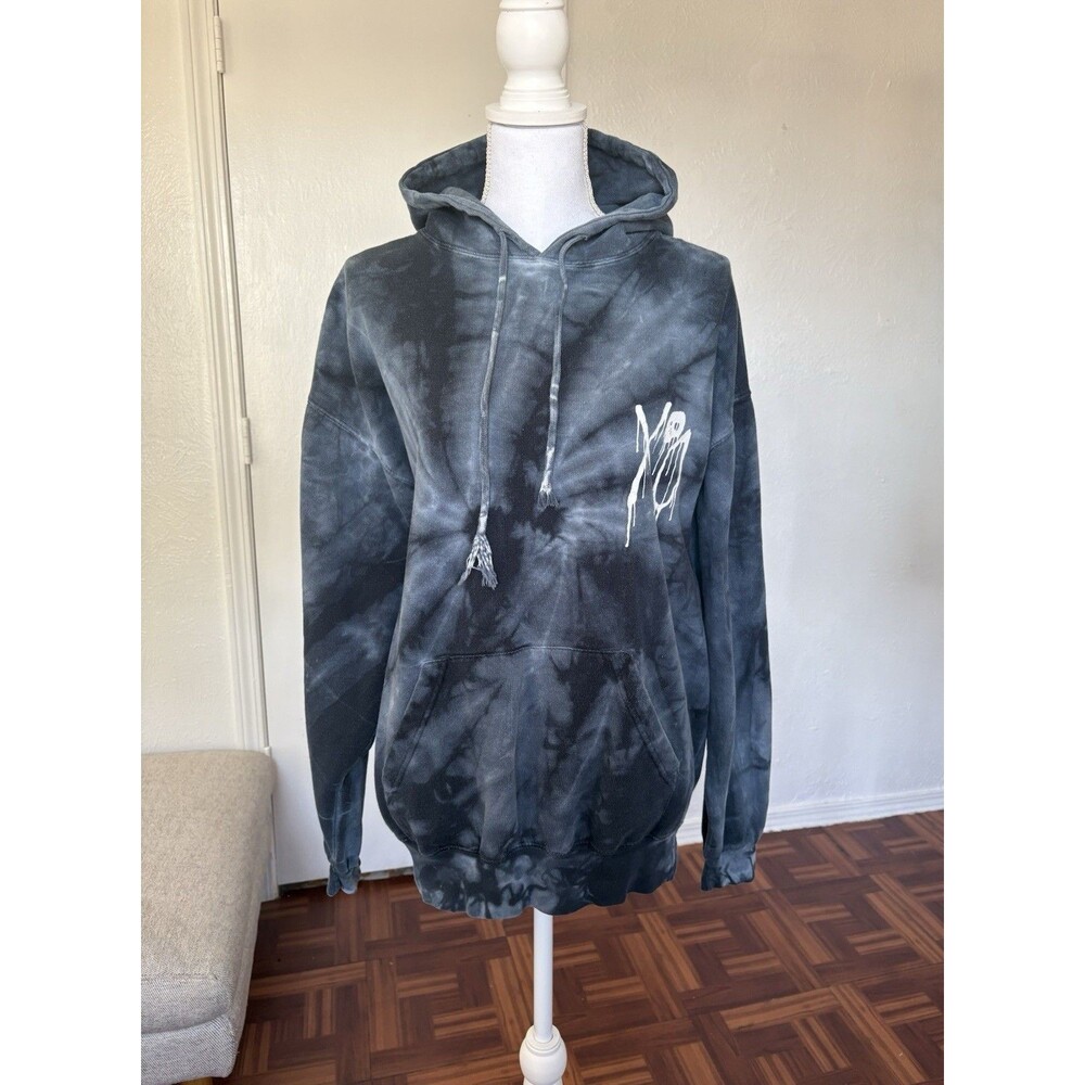 XO Unisex Tie-Dye Hoodie with Front Pocket And Bad Habits Print On Back Size L